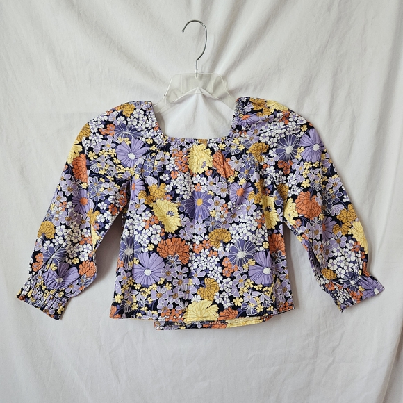 Crewcuts Blouse Girls Small NWT Floral Peasant Ruffle Spring Fall School - Picture 2 of 8